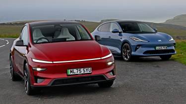 MG IM6 vs Tesla Model Y - front angled